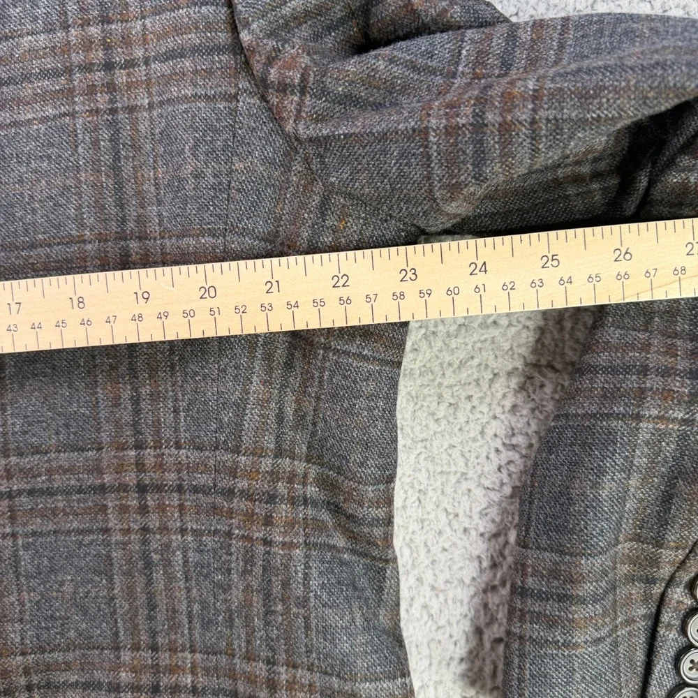 Brooks Brothers Sport Coat Mens 46L Gray Plaid Madison Wool Lanificio di Pray